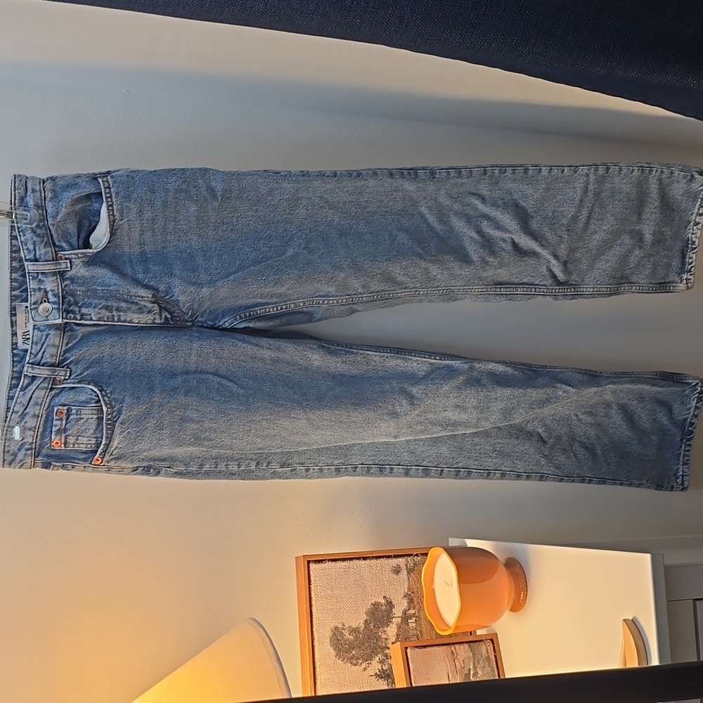 Zara The Midwaist Straight Light Blue Denim Pants Size 6